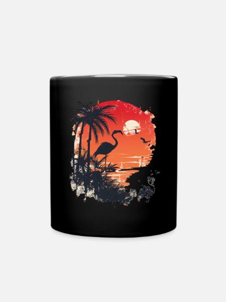 Flamingo Illustration - Tasse einfarbig - Schwarz