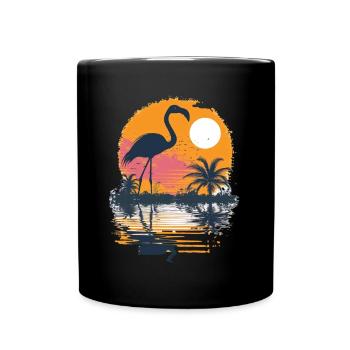 Flamingo Illustration - Tasse einfarbig - Schwarz - Vorne