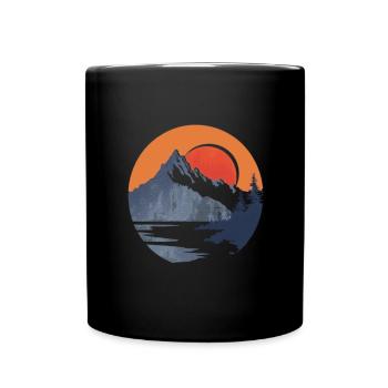 Adventure Mountains at Sunset - Full Colour Mug - black - Front