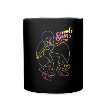 Soul Sista Retro Discokugel Vintage Disco Damen - Tasse einfarbig - Schwarz - Vorne
