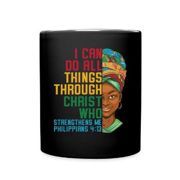 Je peux tout faire par Christ Afro-Américain - Mug uni - noir - Devant