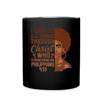 Je peux tout faire par Christ Afro-Américain - Mug uni - noir - Devant