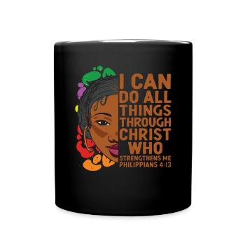 Je peux tout faire par Christ Afro-Américain - Mug uni - noir - Devant