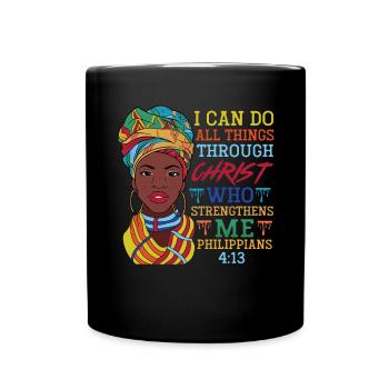 Je peux tout faire par Christ Afro-Américain - Mug uni - noir - Devant