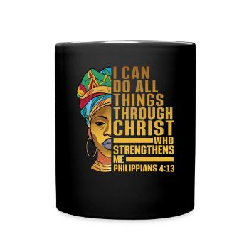 Je peux tout faire par Christ Afro-Américain - Mug uni - noir - Devant