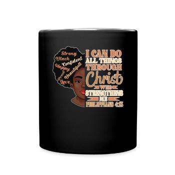 Je peux tout faire par Christ Afro-Américain - Mug uni - noir - Devant
