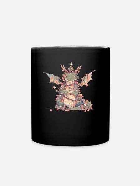 Drache Weihnachten Drache Kinder - Tasse einfarbig - Schwarz