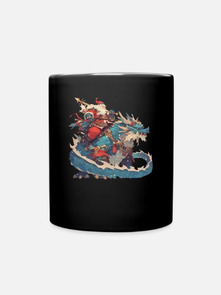 Drache Weihnachten Drache Kinder - Tasse einfarbig - Schwarz