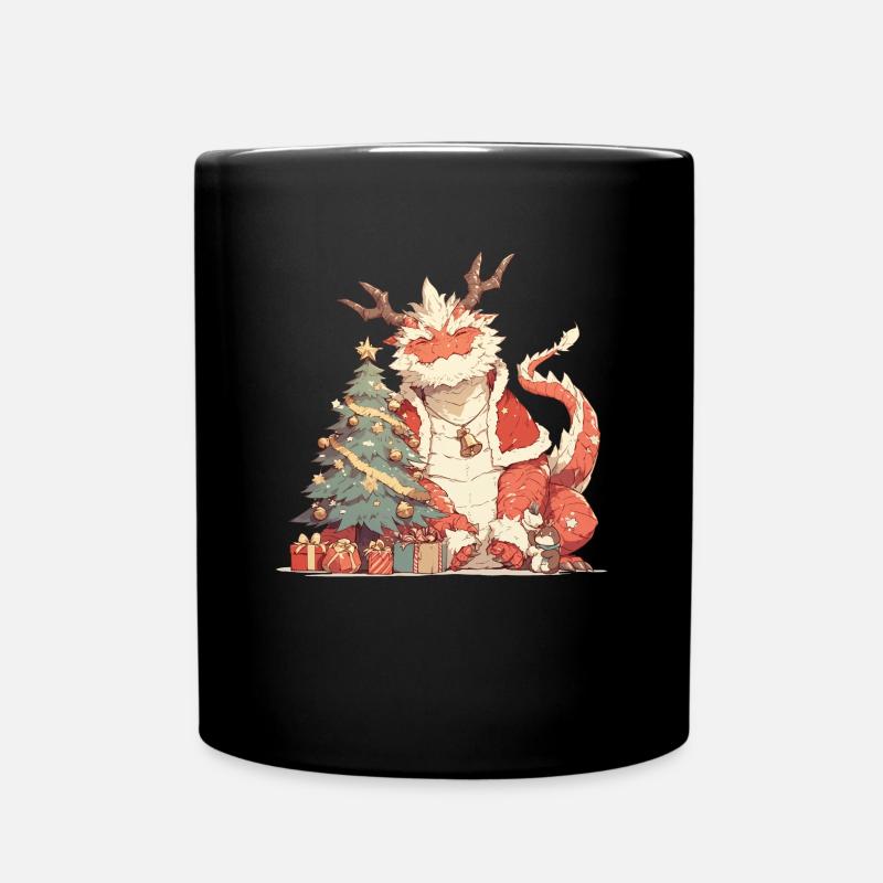 Drache Weihnachten Drache Kinder - Tasse einfarbig - Schwarz