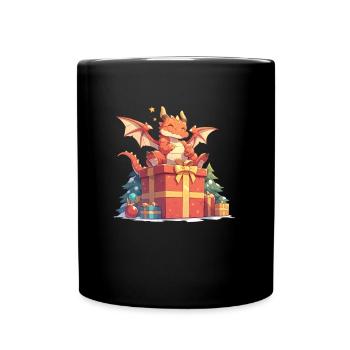 Drache Weihnachten Drache Kinder - Tasse einfarbig - Schwarz - Vorne