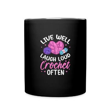 Crochet Knitting Sewing Seamstress Gift - Full Colour Mug - black - Front