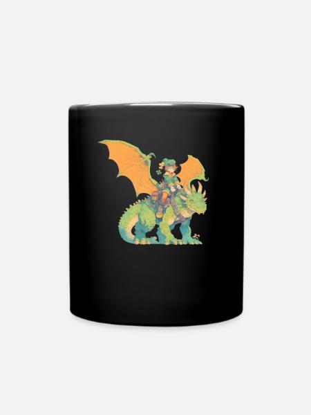 Drache Leprechaun St. Patricks Day Drache Kinder - Tasse einfarbig - Schwarz