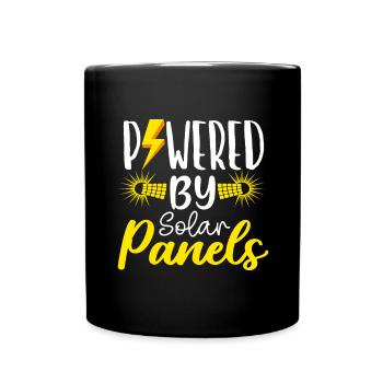 Solar Powered by Solar Panels Renewable Energy - Full Colour Mug - black - Front