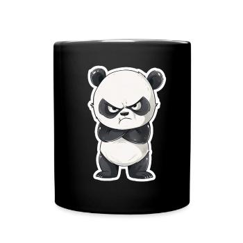 Evil looking panda zoo cute panda - Full Colour Mug - black - Front