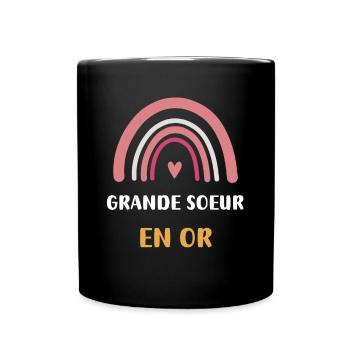 Big Sister in Rainbow Gold - Full Colour Mug - black - Front