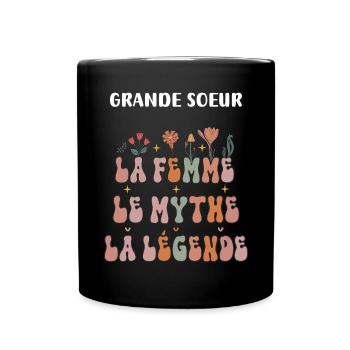 grande soeur femme mythe légende fleurs - Mug uni - noir - Devant
