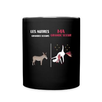 Big Sister Unicorn Funny Humor - Full Colour Mug - black - Front