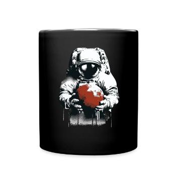 Un astronaute tient une planète martienne dans ses mains - Mug uni - noir - Devant