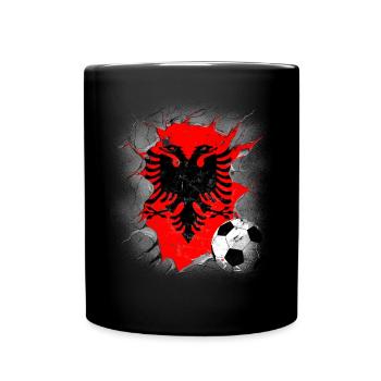 Albanien Geschenk Albania Shqiperi Fußball - Tasse einfarbig - Schwarz - Vorne