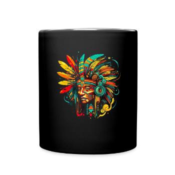 Aztekische Krieger Maske Maya Kultur Antike - Tasse einfarbig - Schwarz - Vorne