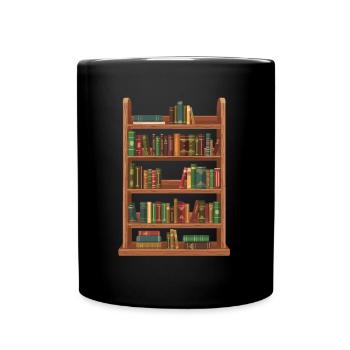 Bookshelf full of classic literature - Full Colour Mug - black - Front
