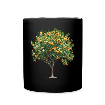 Orangenbaum Voll Mit Reifen Früchten - Tasse einfarbig - Schwarz - Vorne