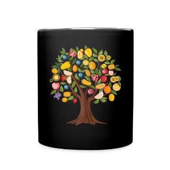 Bunter Fruchtbaum Mit Tropischen Früchten - Tasse einfarbig - Schwarz - Vorne