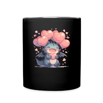 Drache Ballons Valentinstag Drache Kinder - Tasse einfarbig - Schwarz - Vorne