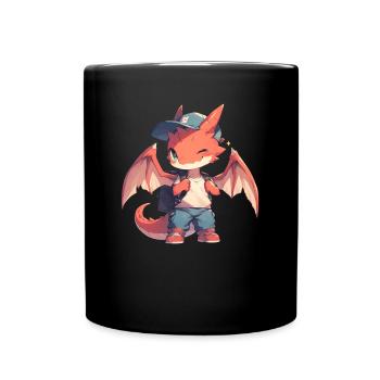 Dragon School Kid Valentinstag Drache - Tasse einfarbig - Schwarz - Vorne