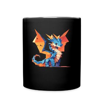 Drache Origami Kawaii Drache Kinder - Tasse einfarbig - Schwarz - Vorne