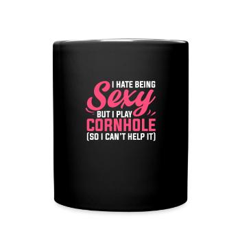 Cornhole Beanbag Sackloch Geschenk - Tasse einfarbig - Schwarz - Vorne