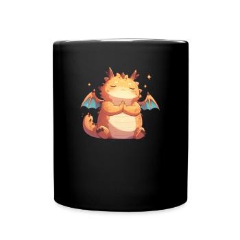 Drachen Yoga Kawaii Drache Kinder - Tasse einfarbig - Schwarz - Vorne