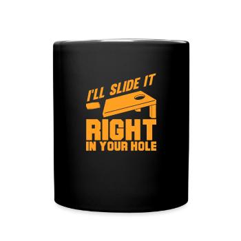 Cornhole Beanbag Sackloch Geschenk - Tasse einfarbig - Schwarz - Vorne