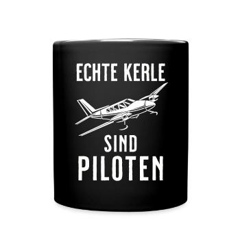 Airplane Tshirt Men's Helicopter Pilot Airplane - Full Colour Mug - black - Front