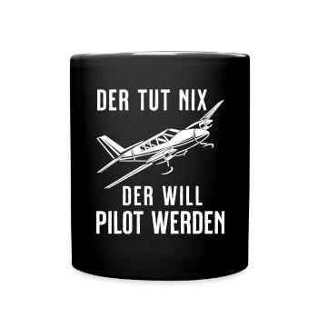 Airplane Tshirt Men's Helicopter Pilot Airplane - Full Colour Mug - black - Front