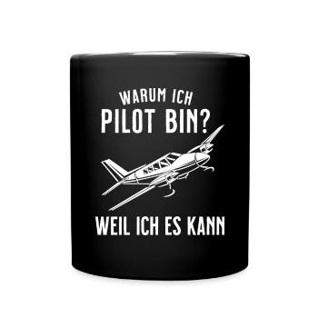 Airplane Tshirt Men's Helicopter Pilot Airplane - Full Colour Mug - black - Front