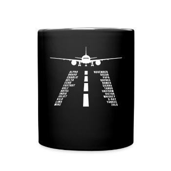 Airplane Tshirt Men's Helicopter Pilot Airplane - Full Colour Mug - black - Front
