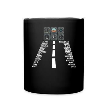 Airplane Tshirt Men's Helicopter Pilot Airplane - Full Colour Mug - black - Front