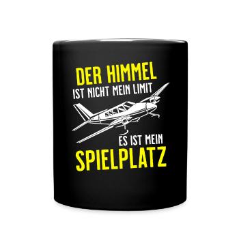 Airplane Tshirt Men's Helicopter Pilot Airplane - Full Colour Mug - black - Front