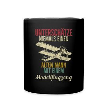 Airplane Tshirt Men's Helicopter Pilot Airplane - Full Colour Mug - black - Front