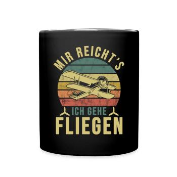 Airplane Tshirt Men's Helicopter Pilot Airplane - Full Colour Mug - black - Front