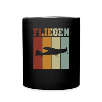 Flugzeug Tshirt Herren Helikopter Pilot Flieger - Tasse einfarbig - Schwarz - Vorne