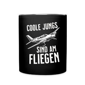 Airplane Tshirt Men's Helicopter Pilot Airplane - Full Colour Mug - black - Front