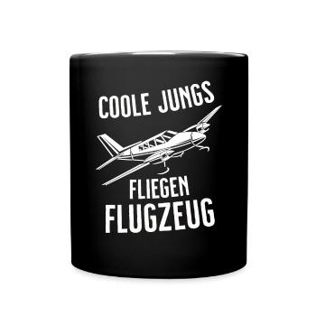 Flugzeug Tshirt Herren Helikopter Pilot Flieger - Tasse einfarbig - Schwarz - Vorne
