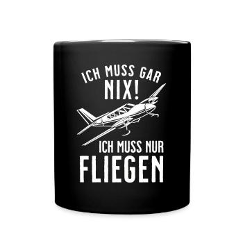 Airplane Tshirt Men's Helicopter Pilot Airplane - Full Colour Mug - black - Front