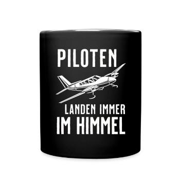 Airplane Tshirt Men's Helicopter Pilot Airplane - Full Colour Mug - black - Front