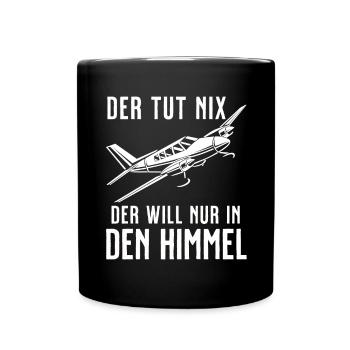 Airplane Tshirt Men's Helicopter Pilot Airplane - Full Colour Mug - black - Front