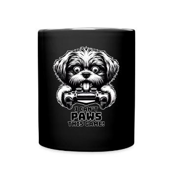 Crazy Shih Tsu dog gamefreak gamers - Full Colour Mug - black - Front