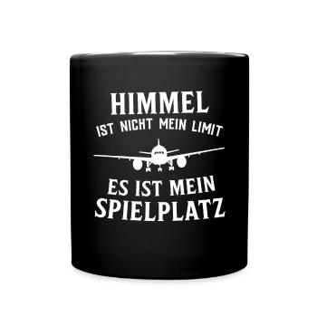 Airplane Tshirt Men's Helicopter Pilot Airplane - Full Colour Mug - black - Front