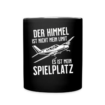 Airplane Tshirt Men's Helicopter Pilot Airplane - Full Colour Mug - black - Front